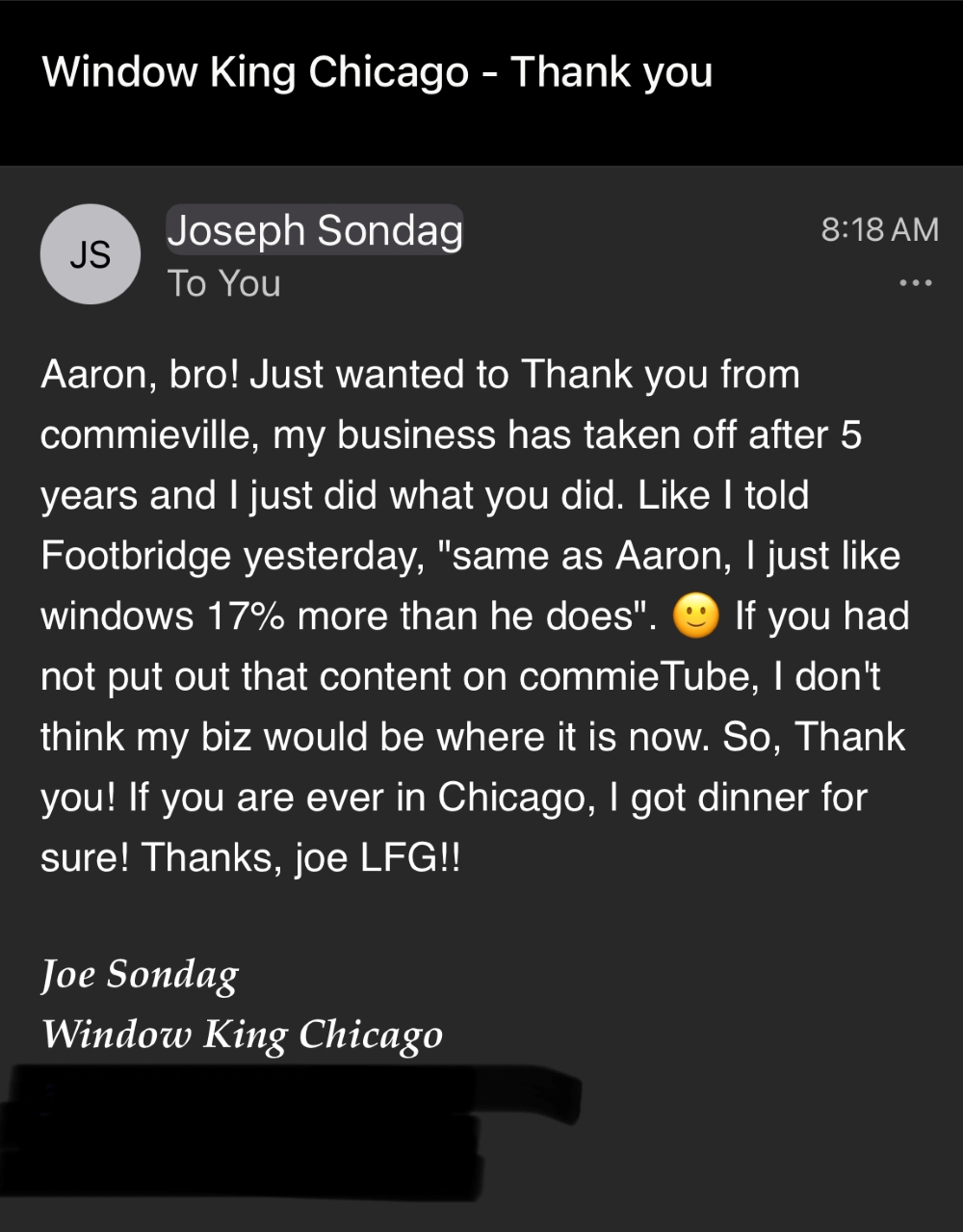 Email testimonial local seo marketing firm
