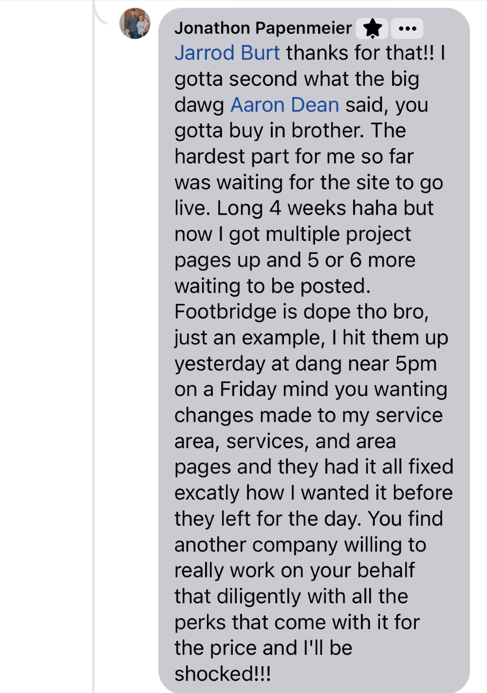Facebook recommendation website design services