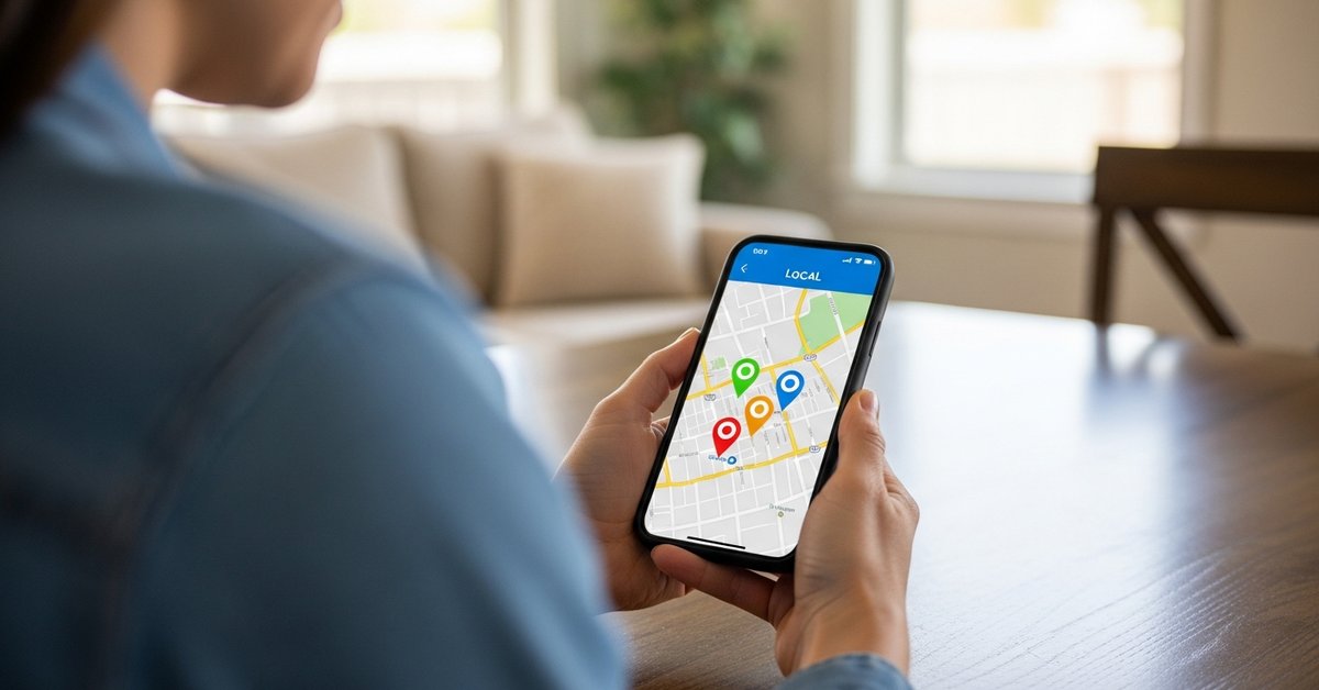 A home service contractor's Google Business Profile on a phone map results screen
